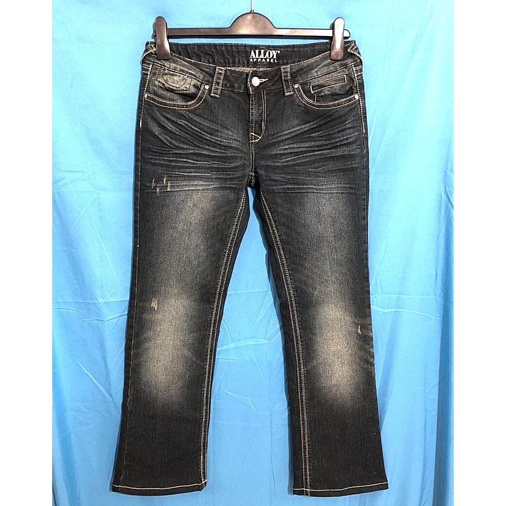 ALLOY Apparel Women's Dark Wash AVERY Boot Cut Mid-Rise Blue Denim Jeans Sz 11